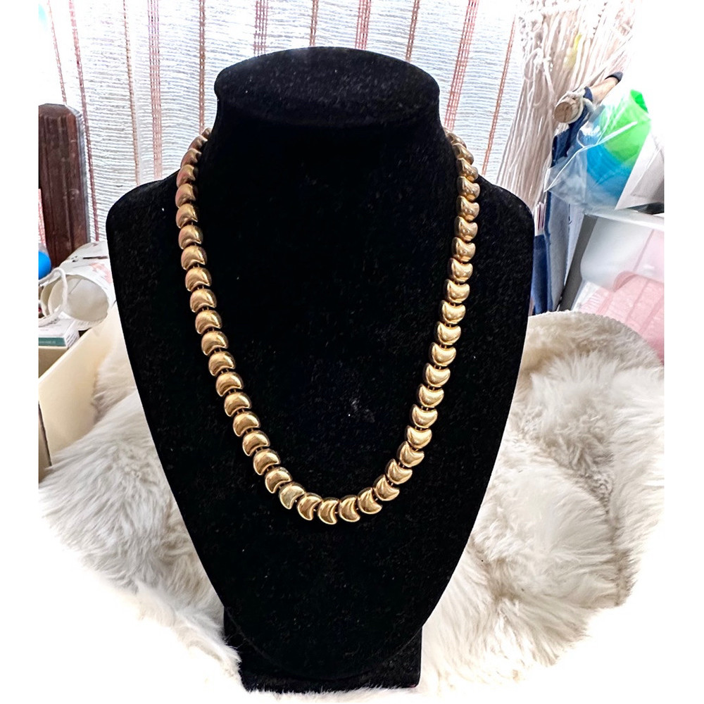 Vintage Gold Crescent Linked Napier 20”in Length Gold Necklace